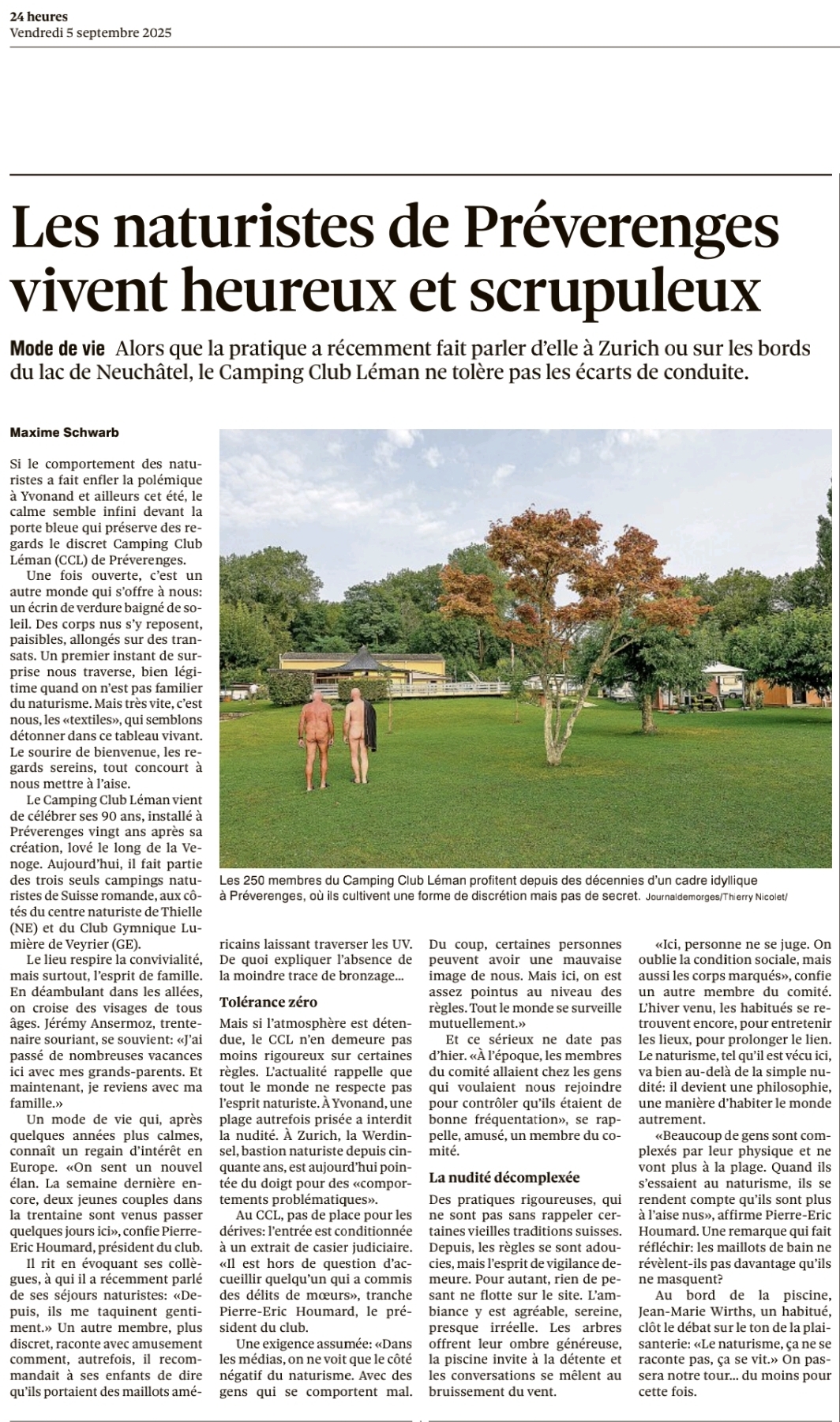 Naturisten in Préverenges: zwischen Freiheit, Toleranz und gesellschaftlichen Herausforderungen