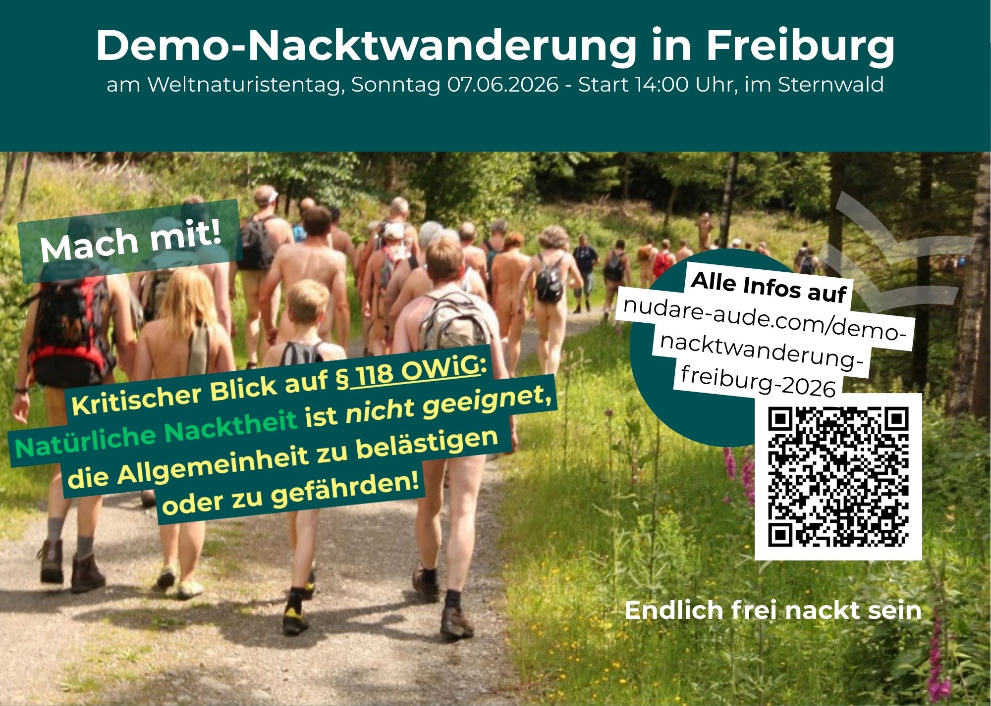 Nacktwanderung Demo 7. Juni 2026 Freiburg i.B.
